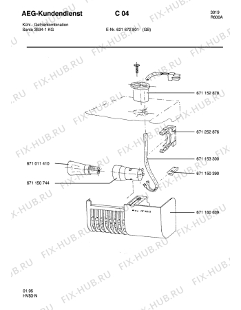 Взрыв-схема холодильника Aeg S3534-1 KG GB - Схема узла Refrigerator electrical equipment